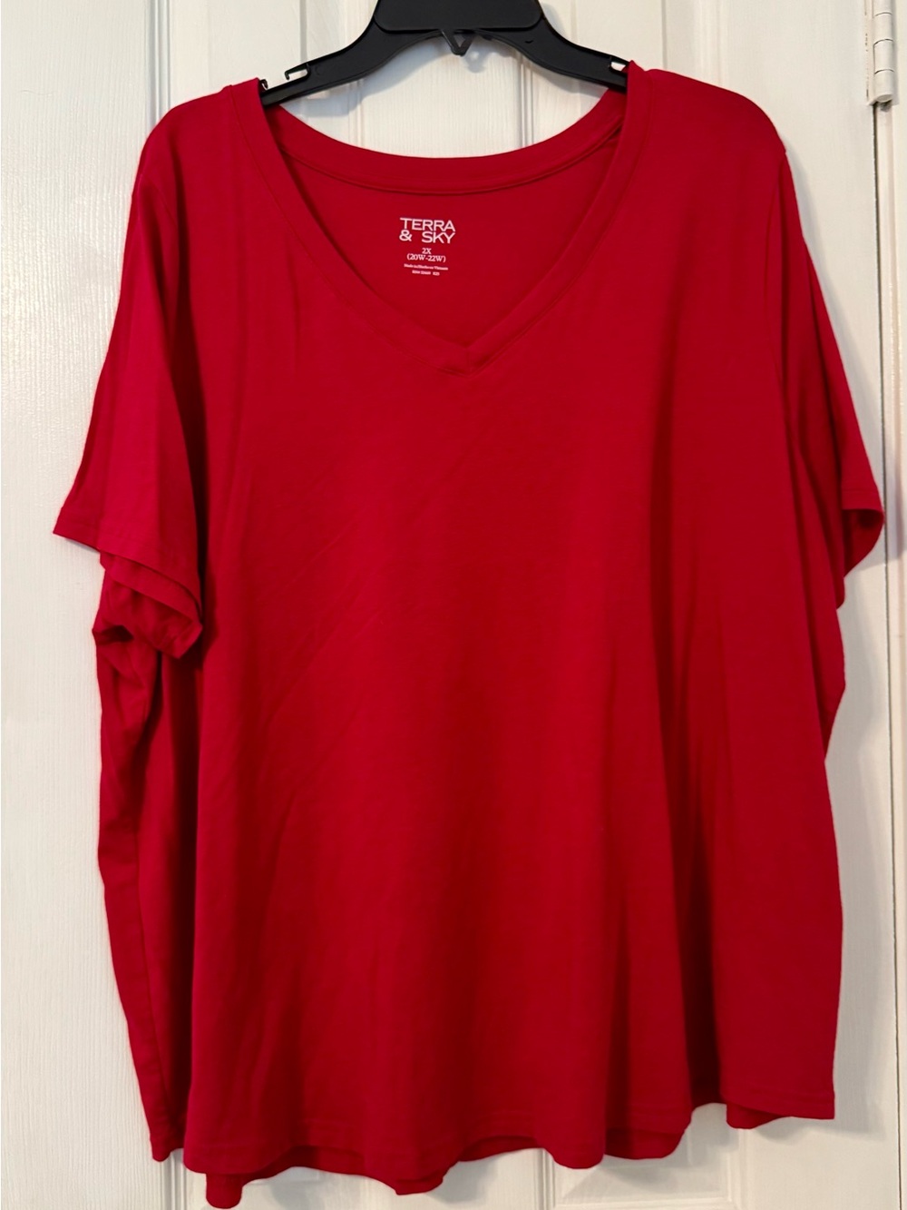 Terra & Sky Red V-Neck Short Sleeve Tee 2x